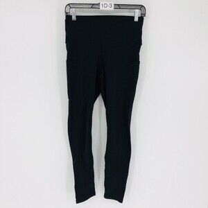 Letsfit Women's Black Nylon & Spandex Pull On High Rise Pocket Leggings Size M